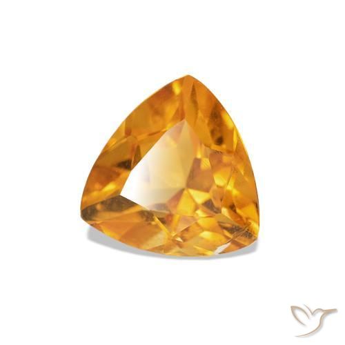 0.74 ct Golden Citrine Stone, Natural Citrine in Trillion Facet Shape for Sale