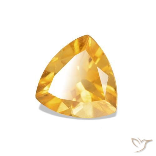 0.73 ct Golden Citrine Stone, Natural Citrine in Trillion Facet Shape for Sale