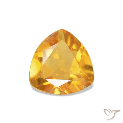 0.69 ct Golden Citrine Gemstone, Citrine Gem in Trillion Facet Shape for Sale.