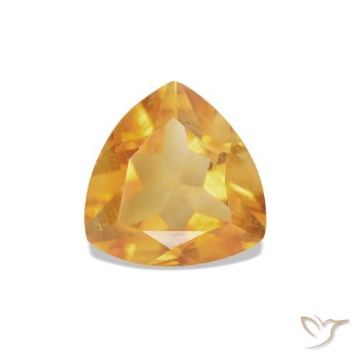 0.68 ct Golden Citrine Gemstone, Citrine Gem in Trillion Facet Shape for Sale.