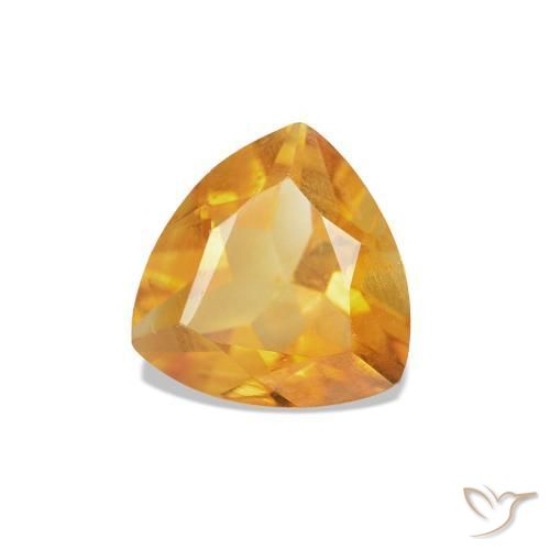 0.68 ct Golden Citrine Stone, Natural Citrine in Trillion Facet Shape for Sale
