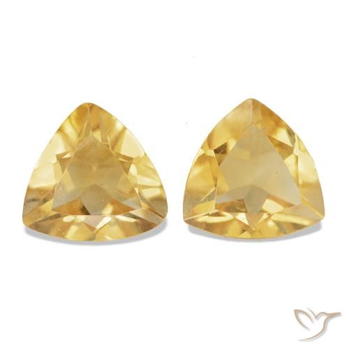 0.70 ctw Golden Citrine Gemstones, Citrine Gems in Trillion Facet Shape for Sale.