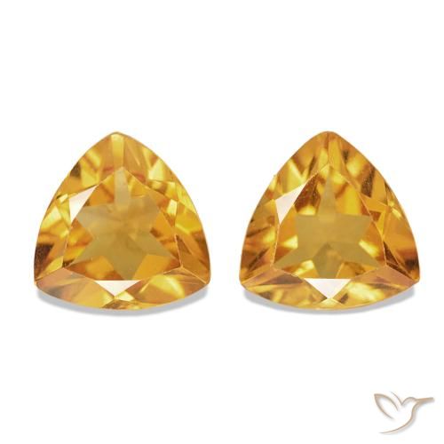 0.84 ctw Golden Citrine Gemstones, Citrine Gems in Trillion Facet Shape for Sale.