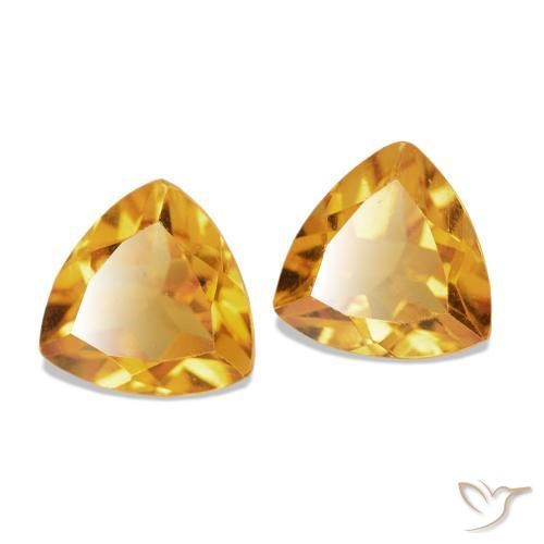 0.84 ctw Golden Citrine Stones, Natural Citrine in Trillion Facet Shape for Sale