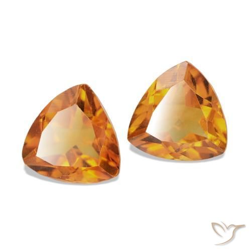 0.88 ctw Orange Citrine Stones, Natural Citrine in Trillion Facet Shape for Sale