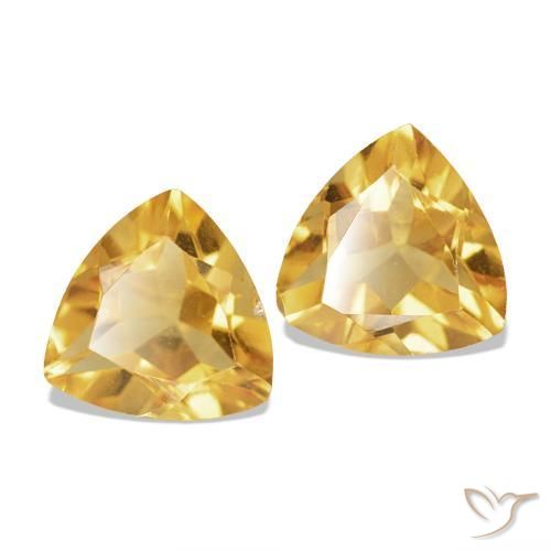 1.38 ctw Golden Citrine Stones, Natural Citrine in Trillion Facet Shape for Sale