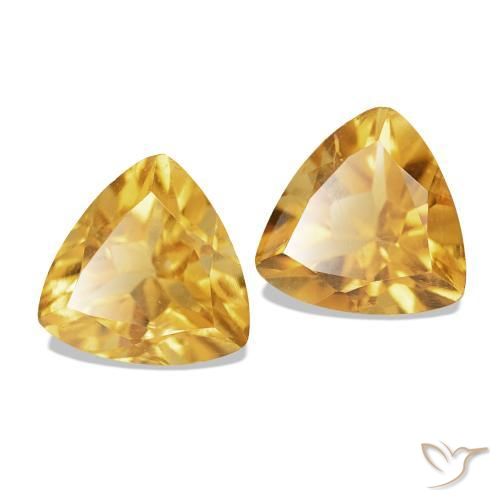 1.48 ctw Golden Citrine Stones, Natural Citrine in Trillion Facet Shape for Sale