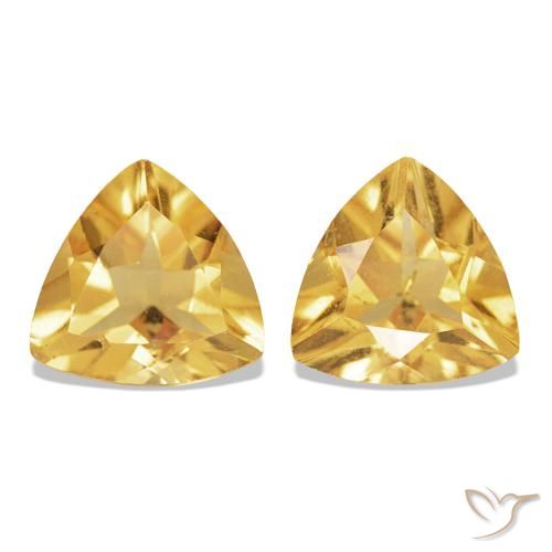 1.35 ctw Golden Citrine Gemstones, Citrine Gems in Trillion Facet Shape for Sale.