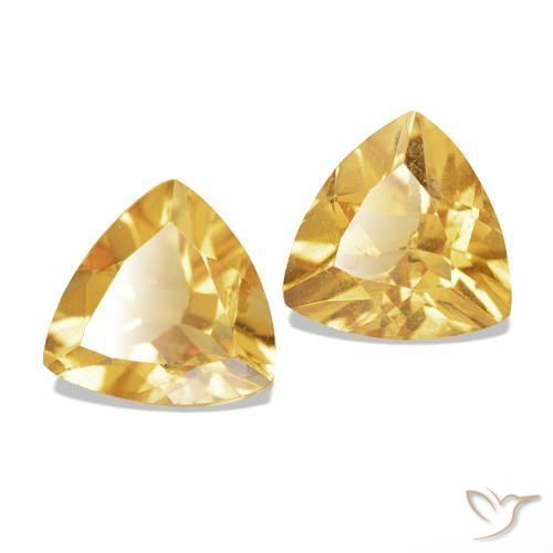 1.35 ctw Golden Citrine Stones, Natural Citrine in Trillion Facet Shape for Sale