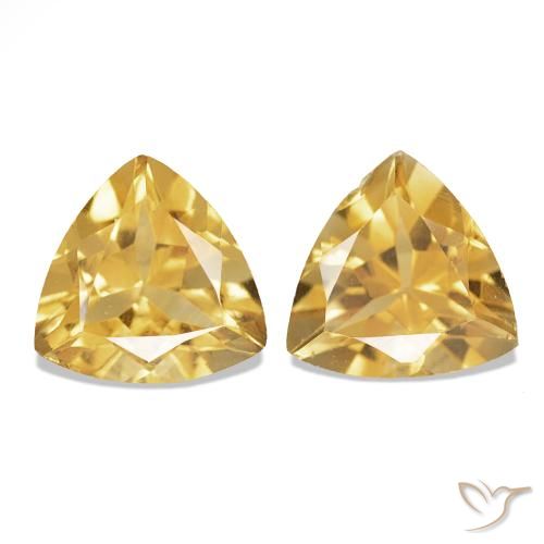 1.49 ctw Golden Citrine Gemstones, Citrine Gems in Trillion Facet Shape for Sale.