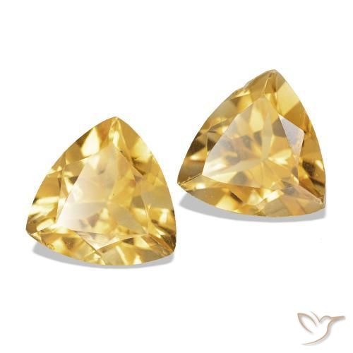 1.49 ctw Golden Citrine Stones, Natural Citrine in Trillion Facet Shape for Sale