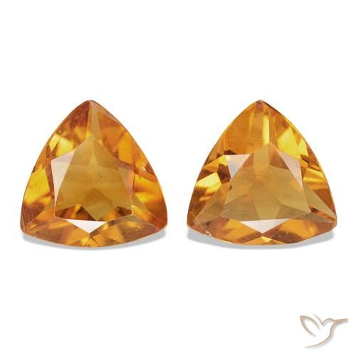 1.00 ctw Golden Citrine Gemstones, Citrine Gems in Trillion Facet Shape for Sale.