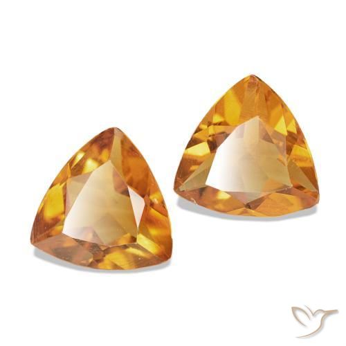 1.00 ctw Golden Citrine Stones, Natural Citrine in Trillion Facet Shape for Sale