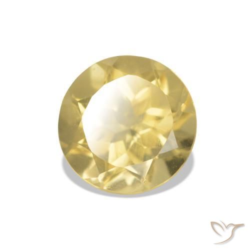 1.23 ct Yellow Citrine Stone, Natural Citrine in Round Facet Shape for Sale