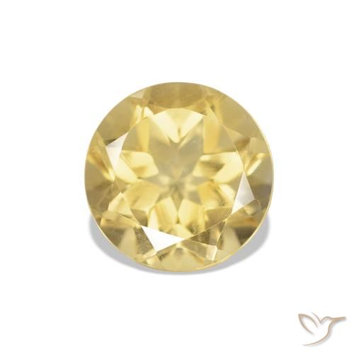 1.18 ct Yellow Citrine Gemstone, Citrine Gem in Round Facet Shape for Sale.