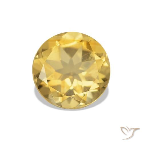 1.20 ct Yellow Citrine Gemstone, Citrine Gem in Round Facet Shape for Sale.