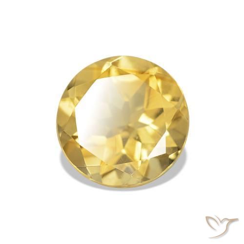 1.20 ct Yellow Citrine Stone, Natural Citrine in Round Facet Shape for Sale