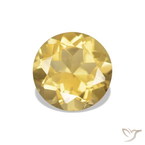 1.15 ct Yellow Citrine Gemstone, Citrine Gem in Round Facet Shape for Sale.