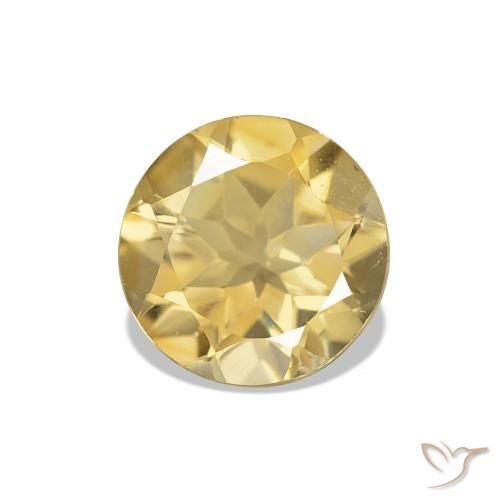 1.12 ct Yellow Citrine Gemstone, Citrine Gem in Round Facet Shape for Sale.