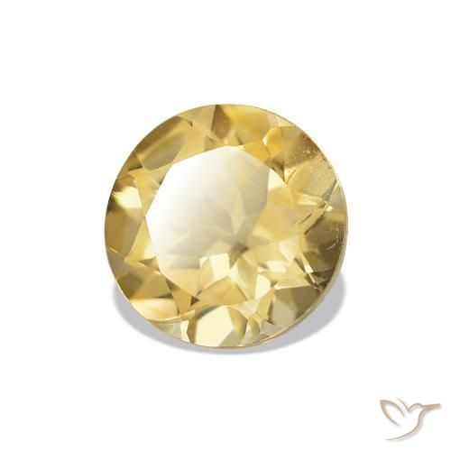 1.12 ct Yellow Citrine Stone, Natural Citrine in Round Facet Shape for Sale