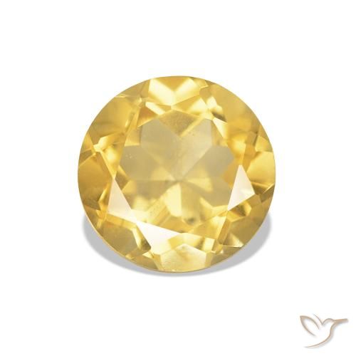 1.27 ct Yellow Citrine Gemstone, Citrine Gem in Round Facet Shape for Sale.