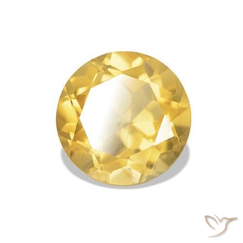 1.27 ct Yellow Citrine Stone, Natural Citrine in Round Facet Shape for Sale