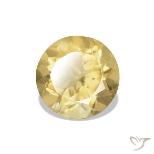 1.21 ct Yellow Citrine Stone, Natural Citrine in Round Facet Shape for Sale