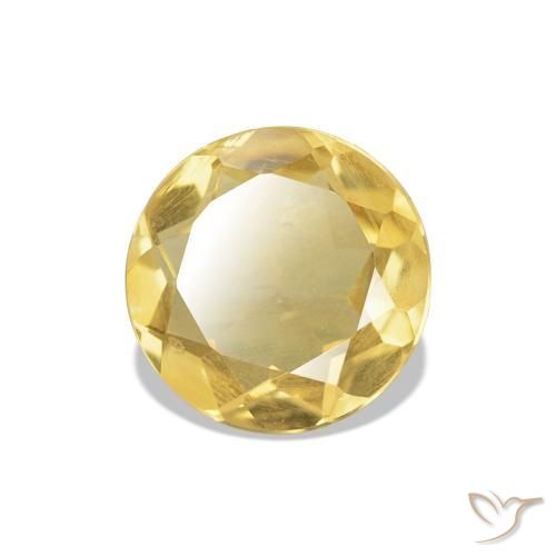 0.94 ct Yellow Citrine Stone, Natural Citrine in Round Facet Shape for Sale