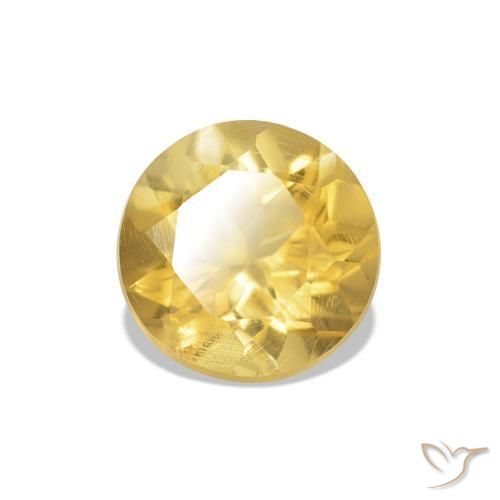 1.09 ct Yellow Citrine Stone, Natural Citrine in Round Facet Shape for Sale