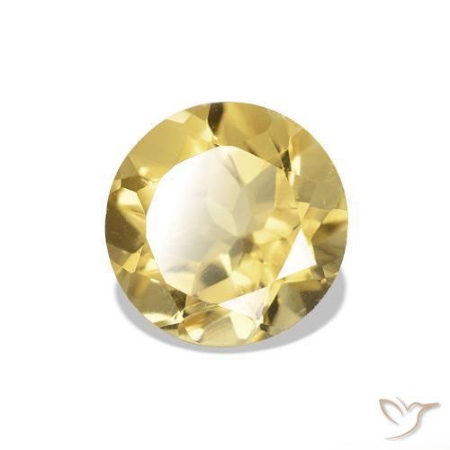 1.08 ct Yellow Citrine Stone, Natural Citrine in Round Facet Shape for Sale