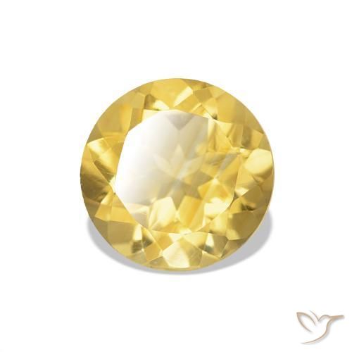 1.14 ct Yellow Citrine Stone, Natural Citrine in Round Facet Shape for Sale