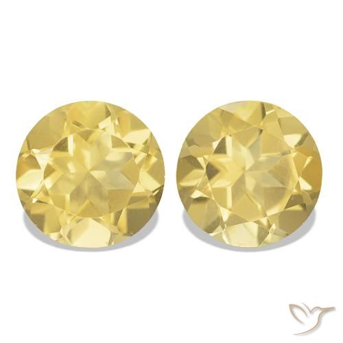 2.40 ctw Yellow Citrine Gemstones, Citrine Gems in Round Facet Shape for Sale.