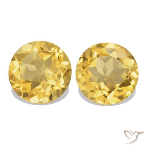 2.50 ctw Yellow Citrine Gemstones, Citrine Gems in Round Facet Shape for Sale.