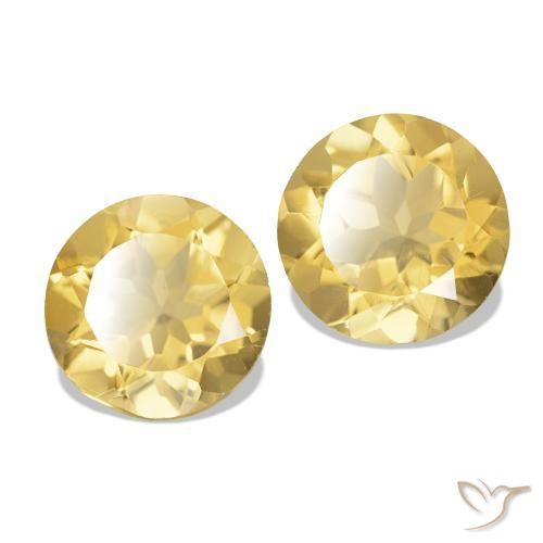 2.29 ctw Yellow Citrine Stones, Natural Citrine in Round Facet Shape for Sale