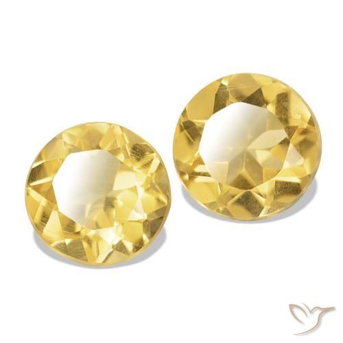 1.99 ctw Yellow Citrine Stones, Natural Citrine in Round Facet Shape for Sale