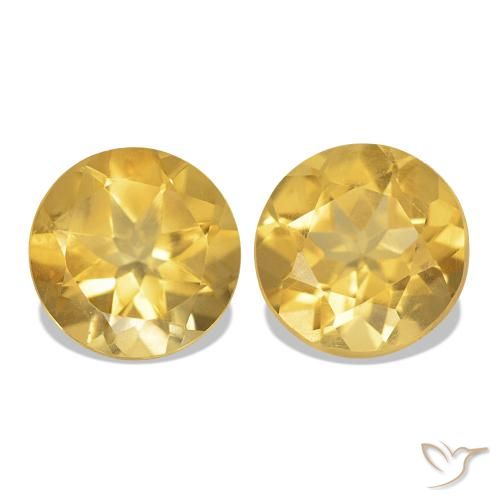 2.47 ctw Yellow Citrine Gemstones, Citrine Gems in Round Facet Shape for Sale.