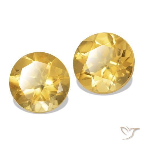 2.47 ctw Yellow Citrine Stones, Natural Citrine in Round Facet Shape for Sale