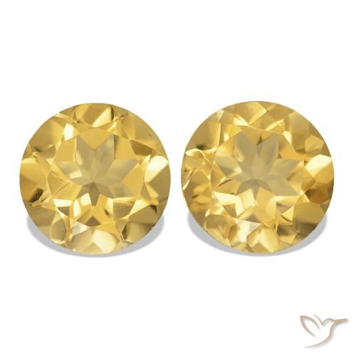 2.33 ctw Yellow Citrine Gemstones, Citrine Gems in Round Facet Shape for Sale.