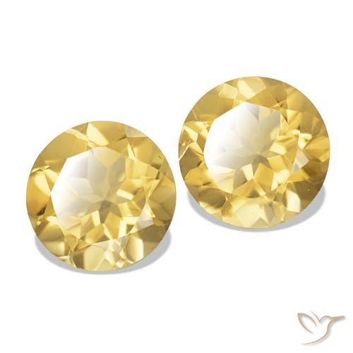 2.33 ctw Yellow Citrine Stones, Natural Citrine in Round Facet Shape for Sale