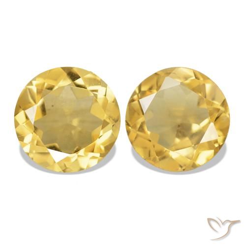 2.29 ctw Yellow Citrine Gemstones, Citrine Gems in Round Facet Shape for Sale.