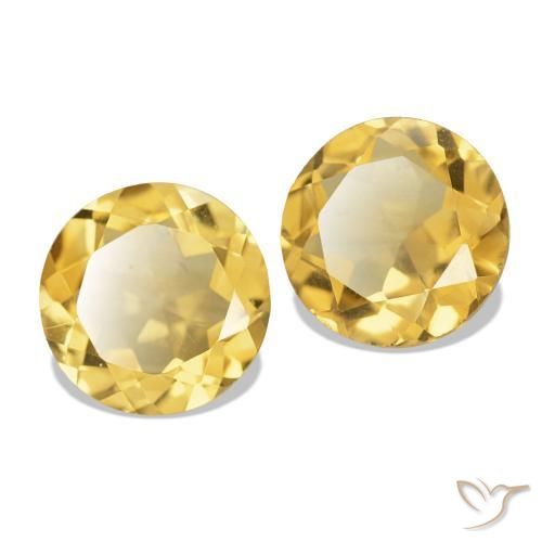 2.29 ctw Yellow Citrine Stones, Natural Citrine in Round Facet Shape for Sale