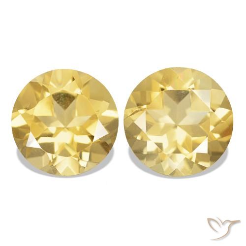 2.23 ctw Yellow Citrine Gemstones, Citrine Gems in Round Facet Shape for Sale.
