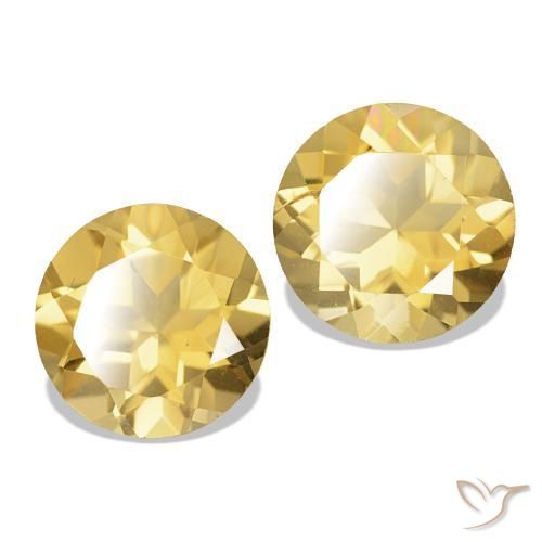 2.23 ctw Yellow Citrine Stones, Natural Citrine in Round Facet Shape for Sale