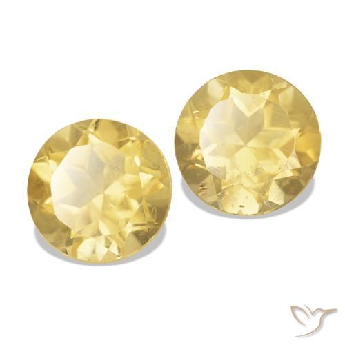 2.41 ctw Yellow Citrine Stones, Natural Citrine in Round Facet Shape for Sale