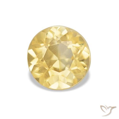 0.78 ct Yellow Citrine Gemstone, Citrine Gem in Round Facet Shape for Sale.