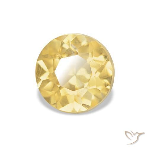 0.78 ct Yellow Citrine Stone, Natural Citrine in Round Facet Shape for Sale