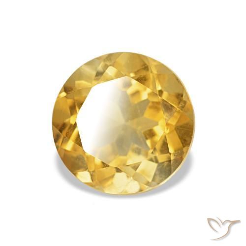 1.27 ct Golden Citrine Stone, Natural Citrine in Round Facet Shape for Sale
