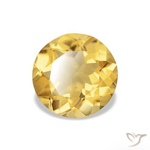 1.57 ct Yellow Citrine Stone, Natural Citrine in Round Facet Shape for Sale