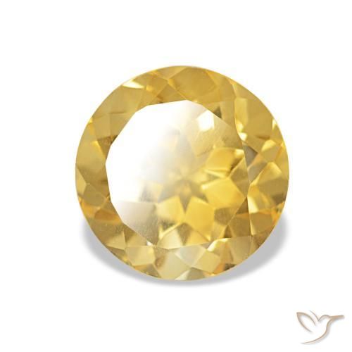 1.90 ct Yellow Citrine Stone, Natural Citrine in Round Facet Shape for Sale