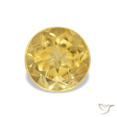 1.32 ct Yellow Citrine Gemstone, Citrine Gem in Round Facet Shape for Sale.